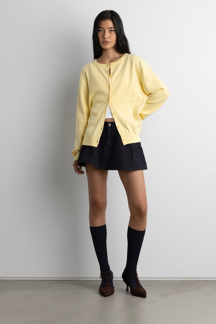 RELAXED FIT BUTTON FRONT CARDIGAN in Flan — alternate angle