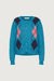 Wool-blend argyle pattern cardigan in blue print — main image