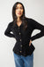 Collared cable knit cardigan in black — main image