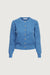 Gold button cardigan in blue — main image