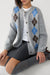 Argyle pattern cardigan in gray print — main image