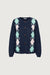 Argyle pattern cardigan in navy print — main image