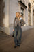 Slim fit argyle cardigan in gray print — main image