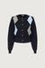 Slim fit argyle cardigan in navy print — main image