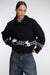 Patterned cardigan with toggle closure in black — main image
