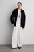Knit collared zip-up cardigan in black — main image