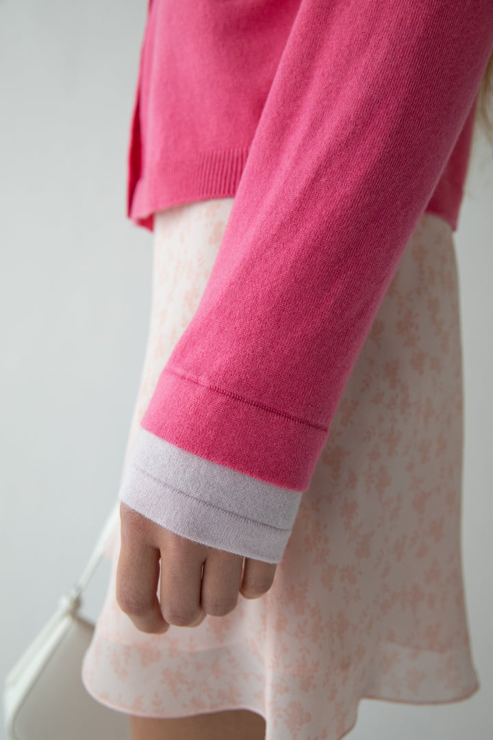 LAYERED CARDIGAN in Pink — alternate angle