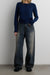 Classic fit cardigan with covered buttons in navy blue — main image