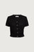 Short sleeve bow button cardigan in black — main image
