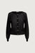 Linen blend button-up cardigan in black — main image