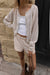 Linen blend button-up cardigan in oatmeal — main image