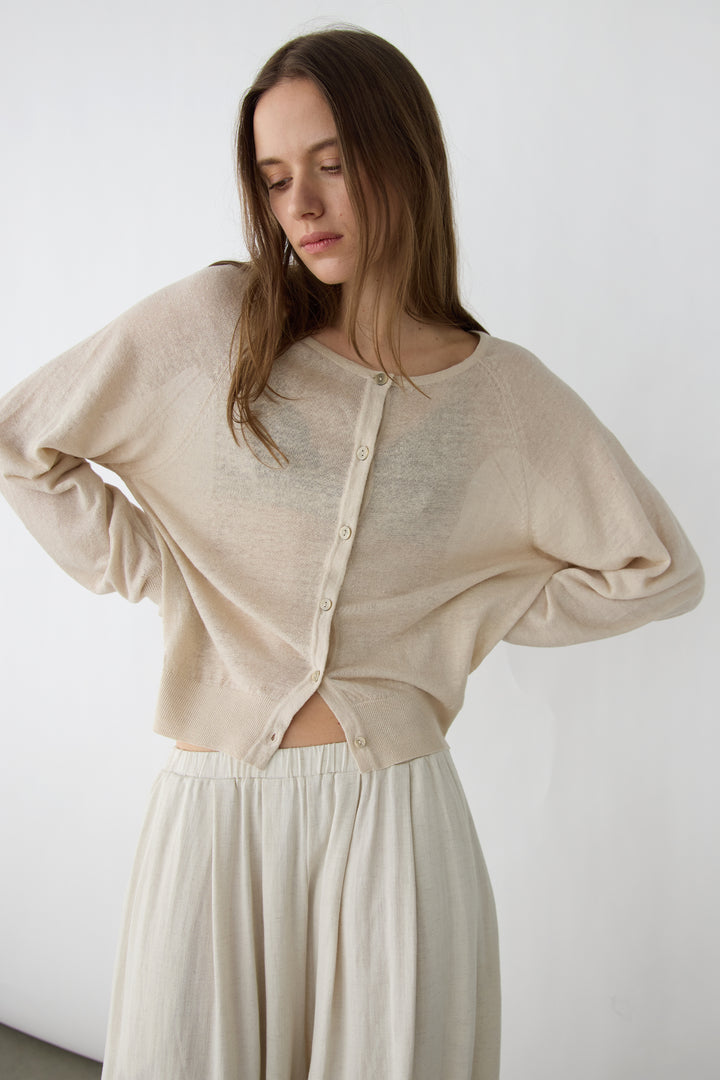 LINEN BLEND CARDIGAN in Linen — alternate angle