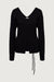 V-neckline cardigan with waist tie in black — main image