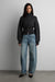 Zip-up mockneck cardigan in charcoal — main image