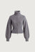 Zip-up mockneck cardigan in dark heather grey — main image