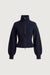 Zip-up mockneck cardigan in navy blue — main image