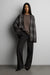 Open front plaid cardigan in charcoal plaid — main image