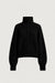 Mockneck button front cardigan in black — main image