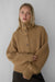Mockneck button front cardigan in dark beige — main image
