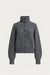 Mockneck button front cardigan in dark heather grey — main image