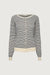 Striped round neck button up cardigan in cream — main image