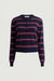 Striped button up cardigan in navy stripe — main image