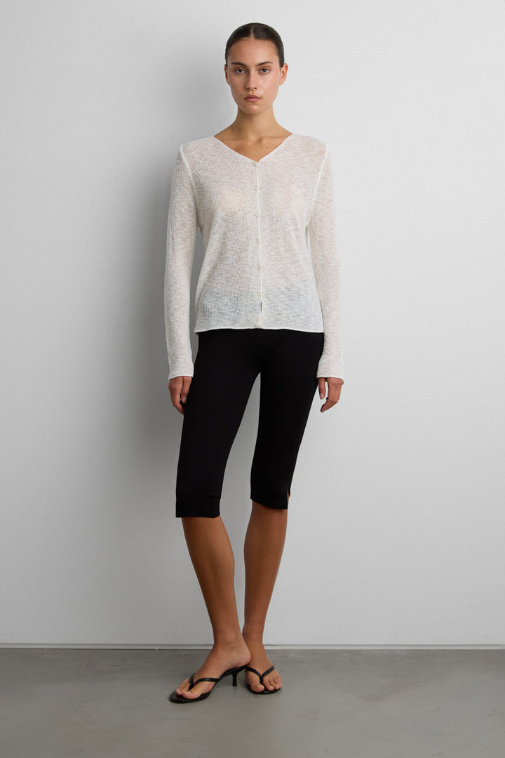 TEXTURED SHEER CARDIGAN in Ivory — alternate angle