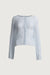 Sheer crinkle effect button-up cardigan in ice blue — main image