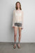 Sheer crinkle effect button-up cardigan in ivory — main image