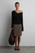 V-neck button front knit cardigan in charcoal — image