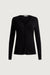 V-neck button front knit cardigan in black — main image