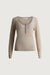 Draped sheer knit cardigan in taupe — main image