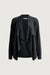Draped open front cardigan in charcoal — main image