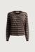 Ribbed knit striped cardigan in brown — main image
