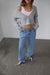 Cropped cardigan in heather light gray — main image