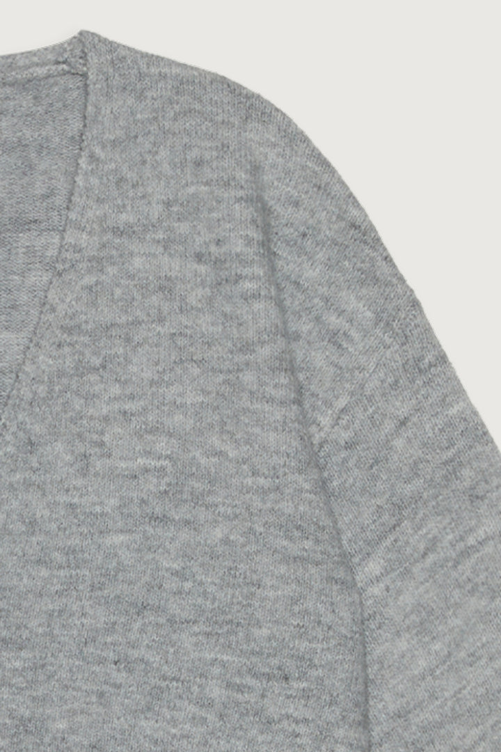 CROPPED CARDIGAN in Heather Light Gray — alternate angle