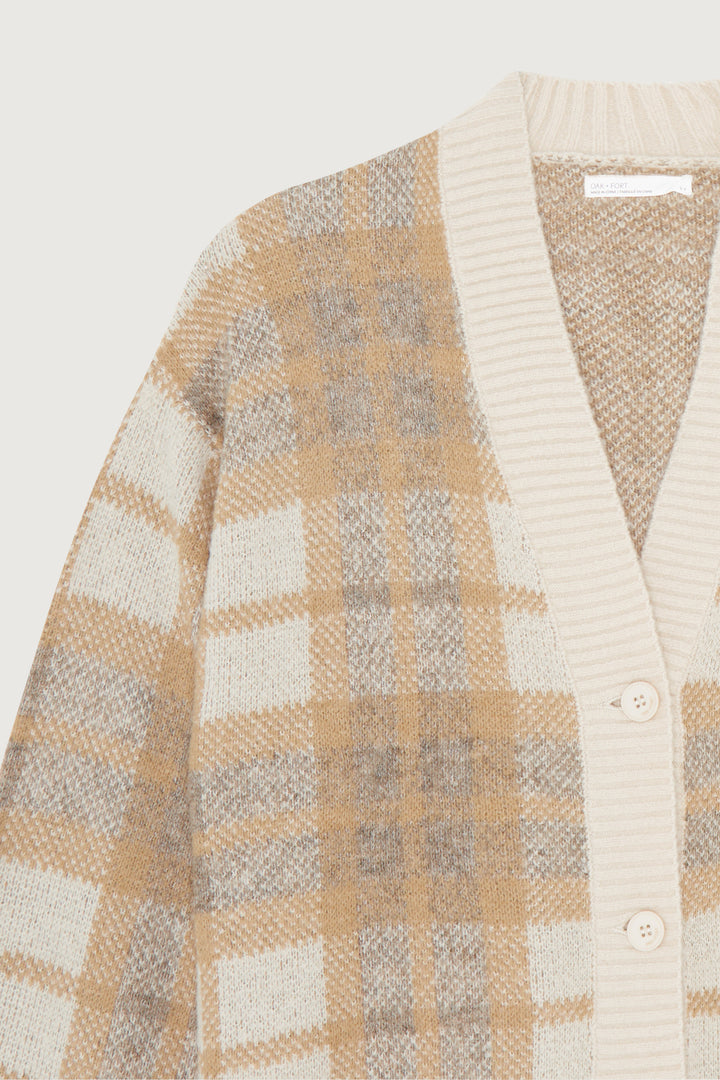 FUZZY OVERSIZED PLAID CARDIGAN in Pumice Stone Plaid — alternate angle