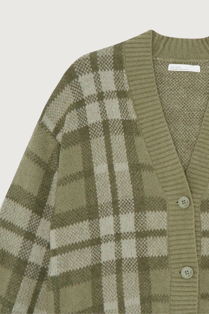 FUZZY OVERSIZED PLAID CARDIGAN in Seagrass Plaid — alternate angle
