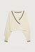 Varsity cardigan in white swan black — main image