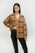 Oversized plaid cardigan in camel black — main image
