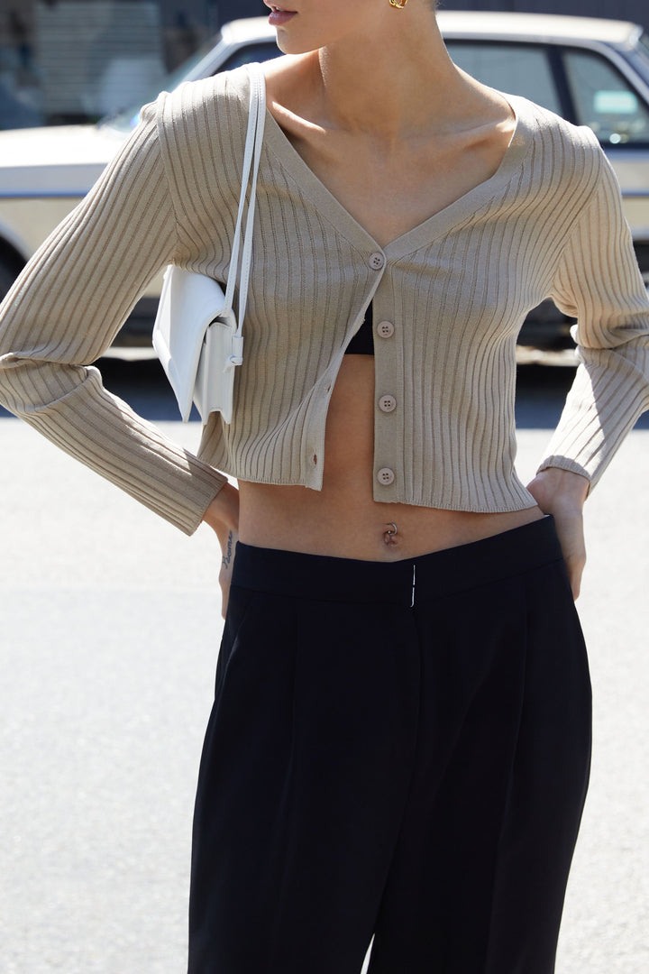 LONG SLEEVE CARDIGAN in Pure Cashmere — alternate angle