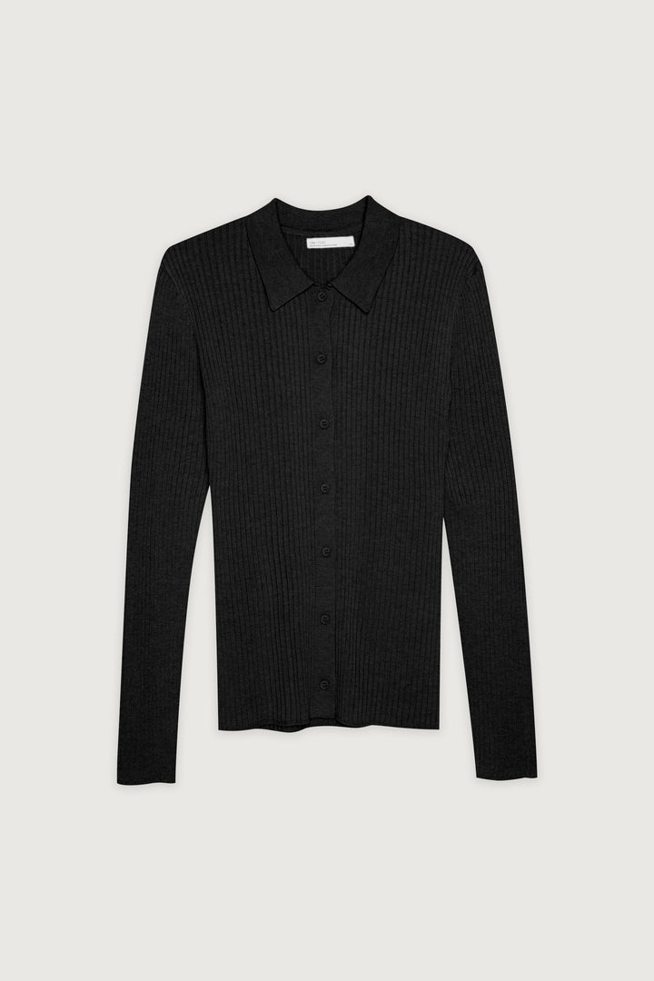 COLLARED CARDIGAN in Black — alternate angle