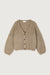 Cropped button front cardigan in beige — main image