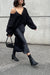 Cropped button front cardigan in black — main image