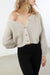 Cropped button front cardigan in cream — main image