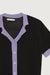 Knit colour block button up in black lilac — main image