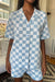 Checkered knit top in baby blue check — main image