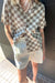 Checkered knit top in taupe check — main image