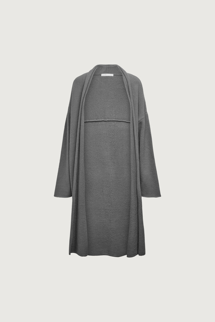 COZY LONG OPEN FRONT CARDIGAN in GARGOYLE — alternate angle