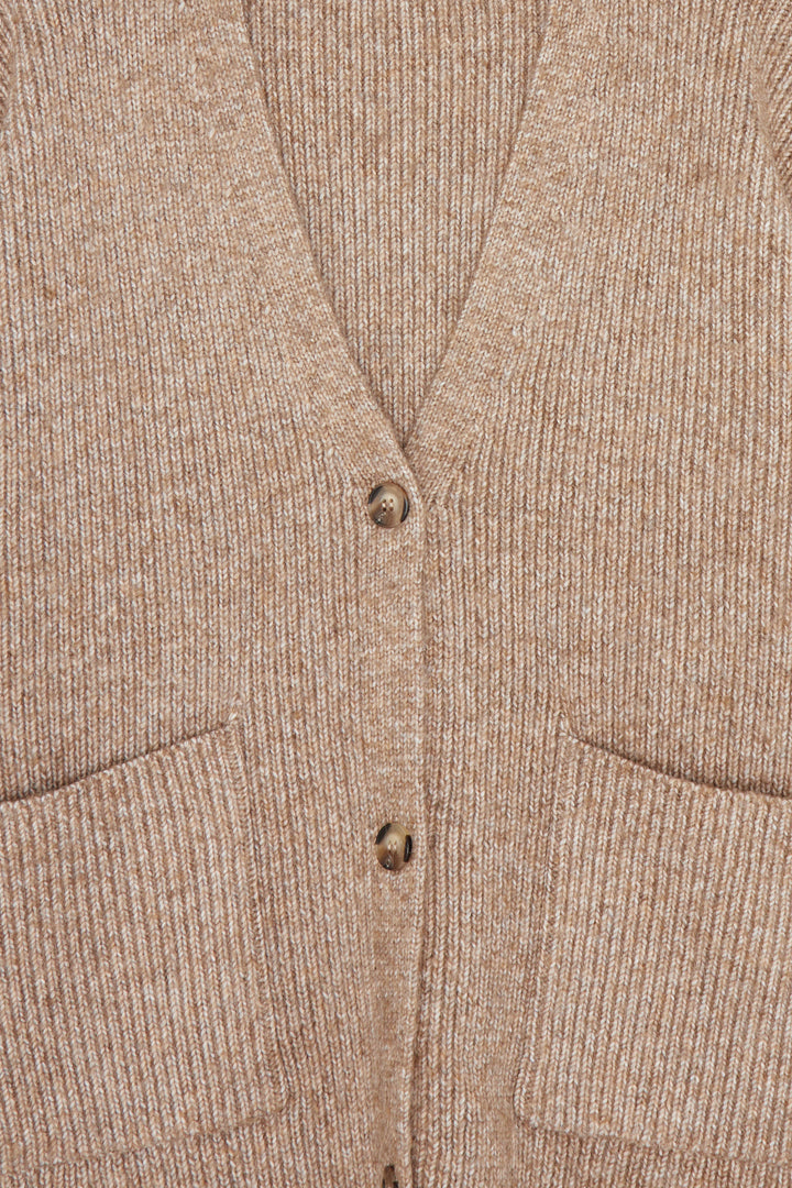 RELAXED FIT CARDIGAN in Heather Portabella — alternate angle